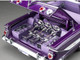 1961 Chevrolet Impala Open Convertible Lowrider Purple Metallic with Graphics American Collectibles Series 1/18 Diecast Model Car Sun Star SS-2111