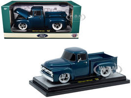 1956 Ford F 100 Pickup Truck Blue Metallic Limited Edition to 6650 pieces Worldwide 1/24 Diecast Model Car M2 Machines 40300-134A