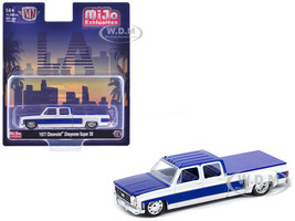 1977 Chevrolet Cheyenne Super 30 Pickup Truck White Blue LA Limited Edition 10560 pieces Worldwide 1/64 Diecast Model Car M2 Machines 39000-MJS05