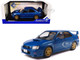 2003 Subaru Impreza WRX STI RHD Right Hand Drive Sonic Blue Metallic Gold Wheels 1/18 Diecast Model Car Solido S1812301