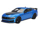 2024 Ford Mustang Dark Horse Grabber Blue Metallic Black Hood Stripes 1/18 Model Car Top Speed TS0552