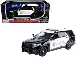 2022 Ford Police Interceptor Utility Los Angeles Police Department Black and White Law Enforcement and Public Service Series 1/24 Diecast Model Car Motormax 76994