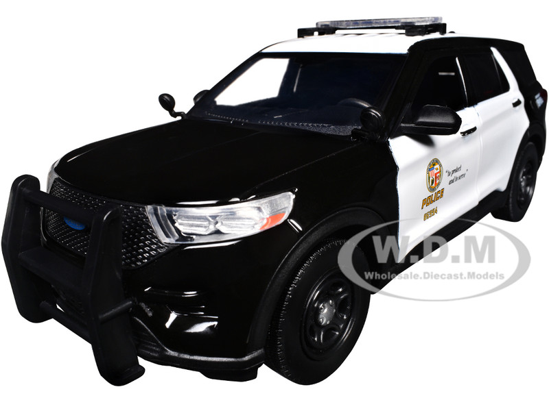 2022 Ford Police Interceptor Utility Los Angeles Police Department Black and White Law Enforcement and Public Service Series 1/24 Diecast Model Car Motormax 76994