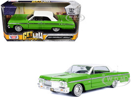 1964 Chevrolet Impala Lowrider Hard Top Green with White Top Get Low Series 1/24 Diecast Model Car Motormax 79021GRN