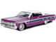 1964 Chevrolet Impala Lowrider Hard Top Purple Metallic with White Top Get Low Series 1/24 Diecast Model Car Motormax 79021PUR