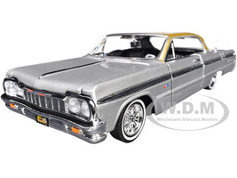 1964 Chevrolet Impala Lowrider Hard Top Silver Metallic with Gold Metallic Top Get Low Series 1/24 Diecast Model Car Motormax 79021S
