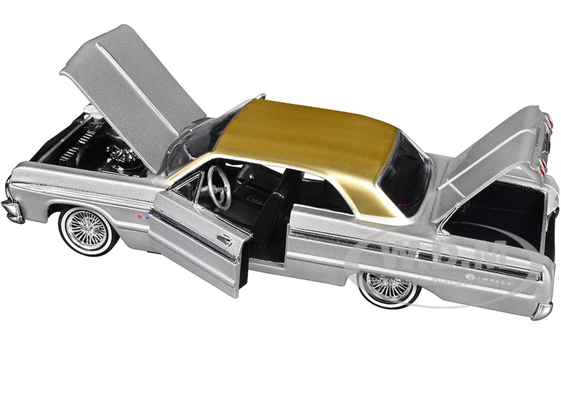 1964 CHEVROLET IMPALA LOWRIDER SILVER GET LOW 1/24 DIECAST CAR