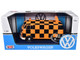 Volkswagen Type 2 T1 Airport Runway Delivery Van Black and Orange Checkered 1/24 Diecast Model Car Motormax 79572