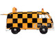 Volkswagen Type 2 T1 Airport Runway Delivery Van Black and Orange Checkered 1/24 Diecast Model Car Motormax 79572