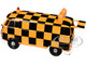 Volkswagen Type 2 T1 Airport Runway Delivery Van Black and Orange Checkered 1/24 Diecast Model Car Motormax 79572