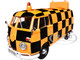 Volkswagen Type 2 T1 Airport Runway Delivery Van Black and Orange Checkered 1/24 Diecast Model Car Motormax 79572