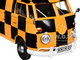 Volkswagen Type 2 T1 Airport Runway Delivery Van Black and Orange Checkered 1/24 Diecast Model Car Motormax 79572