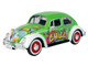 1966 Volkswagen Beetle Green with Graffiti Graphics 1/24 Diecast Model Car Motormax 79598