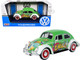 1966 Volkswagen Beetle Green with Graffiti Graphics 1/24 Diecast Model Car Motormax 79598