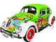 1966 Volkswagen Beetle Green with Graffiti Graphics 1/24 Diecast Model Car Motormax 79598