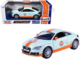Audi TT Coupe Gulf Oil Light Blue with Orange Stripes Gulf Die Cast Collection 1/24 Diecast Model Car Motormax 79645