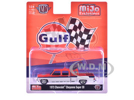 1973 Chevrolet Cheyenne Super 30 Pickup Truck Gulf Oil Orange and White with Blue Stripes Limited Edition to 9350 pieces Worldwide 1/64 Diecast Model Car M2 Machines 39000-MJS06