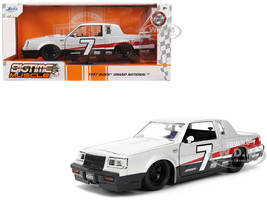 1987 Buick Grand National #7 Buick Racing Matt Silver Metallic with Red and Black Stripes Bigtime Muscle Series 1/24 Diecast Model Jada 36460