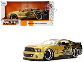 2008 Ford Shelby Mustang GT 500KR Gold Metallic and Black with Graphics Bigtime Muscle Series 1/24 Diecast Model Car Jada 36462