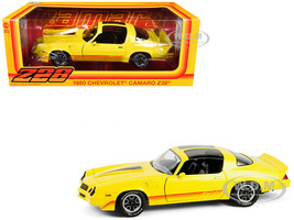 1980 Chevrolet Camaro Z28 with T Tops Bright Yellow with Stripes 1/18 Diecast Model Car Greenlight 13690