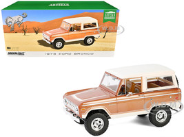 1973 Ford Bronco Hot Ginger Metallic with Cream Top Artisan Collection 1/18 Diecast Model Car Greenlight 19144