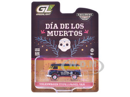 Volkswagen Type 2 Panel Van Dia de los Muertos 2025 Black and Yellow with Graphics Hobby Exclusive Series 1/64 Diecast Model Car Greenlight 30525