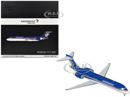 Boeing 717 200 Commercial Aircraft Midwest Airlines N920ME Blue and White Gemini 200 Series 1/200 Diecast Model Airplane GeminiJets G2MEP1367