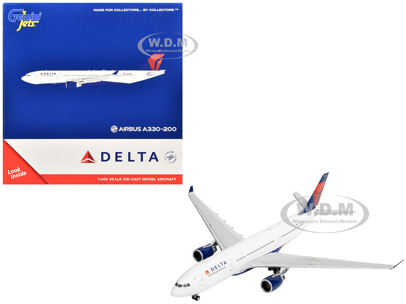 Airbus A330 200 Commercial Aircraft Delta Air Lines N852NW White with Red and Blue Tail 1/400 Diecast Model Airplane GeminiJets GJ2105