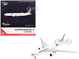 Boeing 777F Commercial Aircraft Air France Cargo F GUOC White with Red and Blue Striped Tail Interactive Series 1/400 Diecast Model Airplane GeminiJets GJ2148