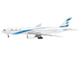Boeing 777 200ER Commercial Aircraft EL AL Israel Airlines 4X ECB White with Blue Stripes 1/400 Diecast Model Airplane GeminiJets GJ2300
