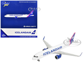 Airbus A321neo Commercial Aircraft Icelandair TF IAA White with Blue and Pink Tail 1/400 Diecast Model Airplane GeminiJets GJ2337