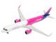 Airbus A321neo Commercial Aircraft Wizz Air UK G WUNB White and Pink with Purple Tail 1/400 Diecast Model Airplane GeminiJets GJ2340