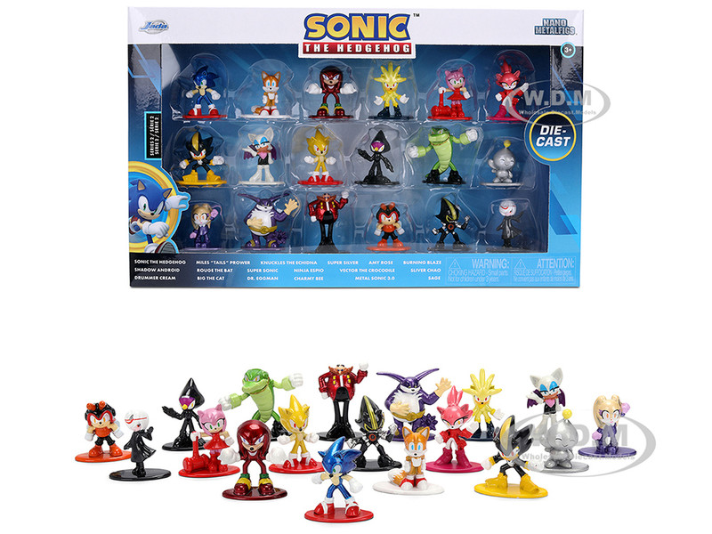 Sonic The Hedgehog Set of 18 Diecast Figures Wave 2 Nano Metalfigs Series Diecast Models Jada 36774