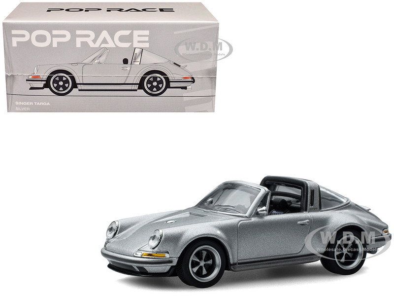 Singer Targa Convertible Silver Metallic 1/64 Diecast Model Car Pop Race PR64-SGTA-SL01
