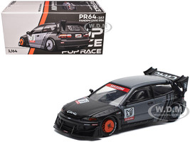 Pandem Civic EG6 RHD Right Hand Drive Kanjozoku Matt Black and Gray with Graphics 1/64 Diecast Model Car Pop Race PR640163
