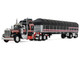 Kenworth W900A with 60 Aerodyne Sleeper and 53’ Wilson Roadbrute Flatbed Trailer with Covered Wagon Black with Red Stripes 1/64 Diecast Model DCP/First Gear 60-2056