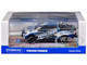 Toyota Hilux Pickup Truck RHD Right Hand Drive Toyo Tires White and Blue with Graphics Hobby64 Series 1/64 Diecast Model Car Tarmac Works T64-041-TOYO