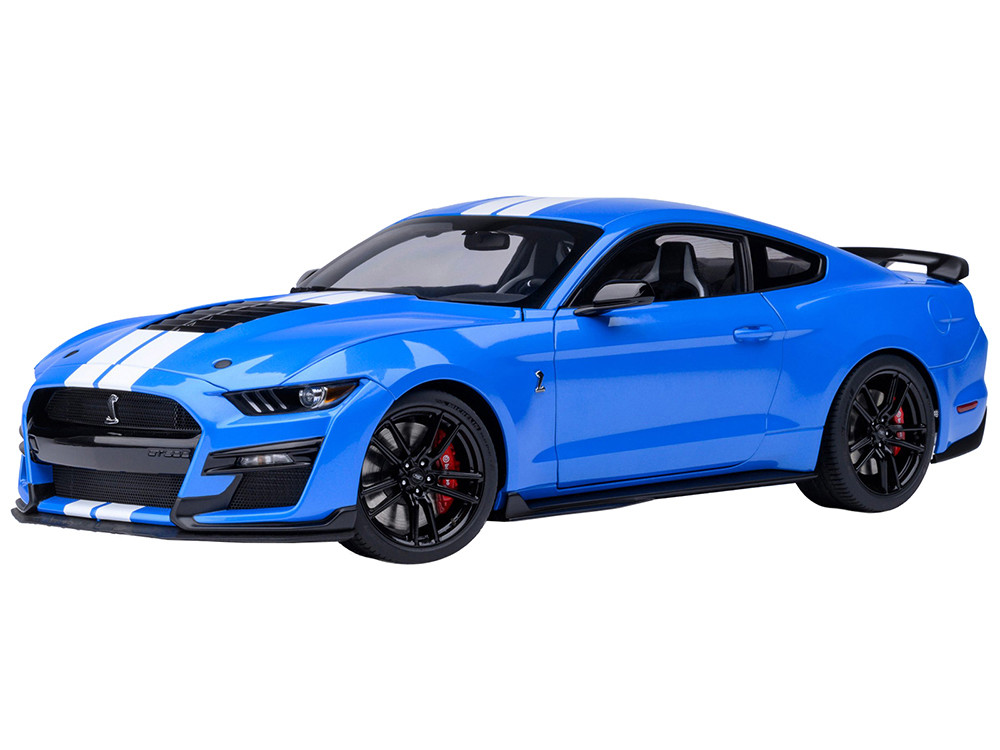 Ford Mustang Shelby GT500 Grabber Blue with White Stripes 1/18