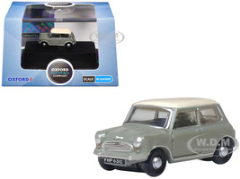 Mini Classic Tweed Gray with Cream Top 1/148 (N) Scale Diecast Model Car Oxford Diecast NMN009