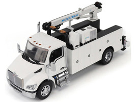 Kenworth T380 Auto Crane Titan 85 Body HC14 Crane Work Truck with Miller EnPak White Transport Series 1/50 Diecast Model Diecast Masters 71212