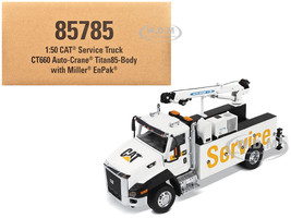 CAT Caterpillar CT660 Auto Crane Titan 85 Truck with Miller EnPak White Transport Series 1/50 Diecast Model Diecast Masters 85785