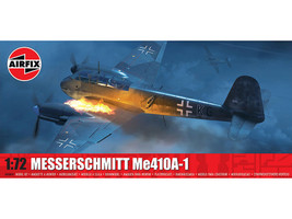 Level 2 Model Kit Messerschmitt Me410A 1 Fighter Aircraft with 2 Scheme Options 1/72 Plastic Model Kit Airfix A04069