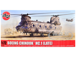Level 3 Model Kit Boeing Chinook HC 1 Late Production Helicopter with 2 Scheme Options 1/72 Plastic Model Kit Airfix A06024