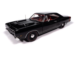 1969 Dodge Coronet Super Bee Muscle Car & Corvette Nationals MCACN Black with Red Interior American Muscle Series 1/18 Diecast Model Car Auto World AMM1347