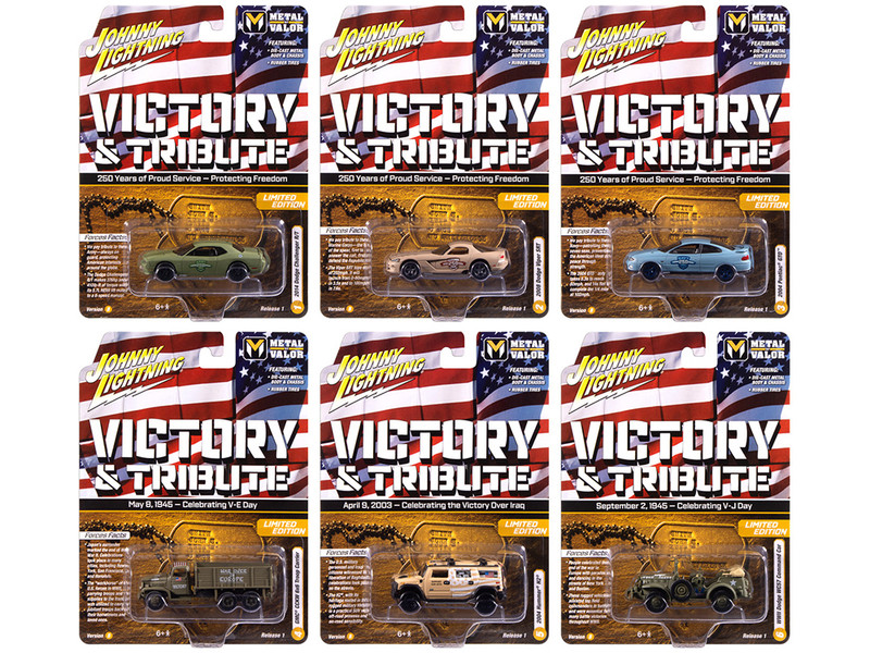 Military Set B of 6 pieces 2025 Release 1 Limited Edition Diecast Models Johnny Lightning JLML012B