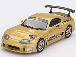 Toyota Supra A80 Top Secret GT 300 RHD Right Hand Drive Gold Metallic with Graphics Limited Edition 1/64 Diecast Model Car Mini GT MGT00961