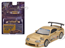 Toyota Supra A80 Top Secret GT 300 RHD Right Hand Drive Gold Metallic with Graphics Limited Edition 1/64 Diecast Model Car Mini GT MGT00961