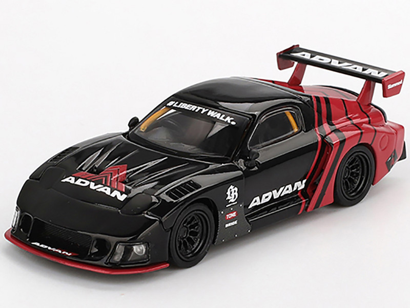 Mazda RX 7 LB Super Silhouette RHD Right Hand Drive Advan Black and Red Limited Edition 1/64 Diecast Model Car Mini GT MGT00983