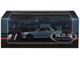 Nissan Skyline Top Secret GT R R32 RHD Right Hand Drive Stealth Gray with Carbon Hood 1/64 Diecast Model Car Inno Models IN64-R32TS-STGR