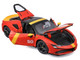 Ferrari SF90 Stradale Assetto Fiorano #50 Red with Black Top and Yellow Stripes Race Play Series 1/18 Diecast Model Car Bburago 16021RD